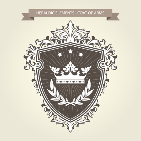 Coat of arms - medieval heraldry, shield  and crownのイラスト素材
