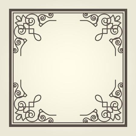 Square frame with ornate curly cornersのイラスト素材