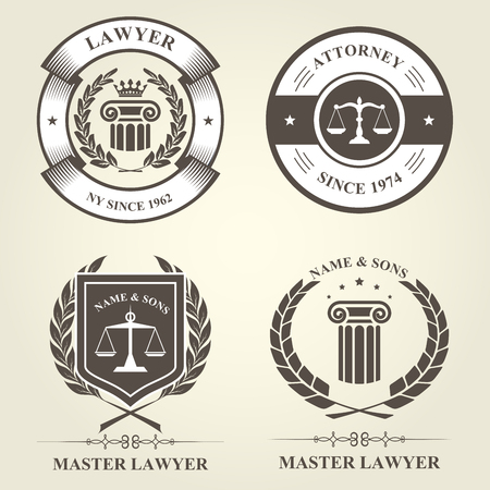 Attorney and lawyer bureau emblems and badgesのイラスト素材