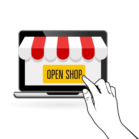 Open your online shop - startup or e-commerce conceptのイラスト素材
