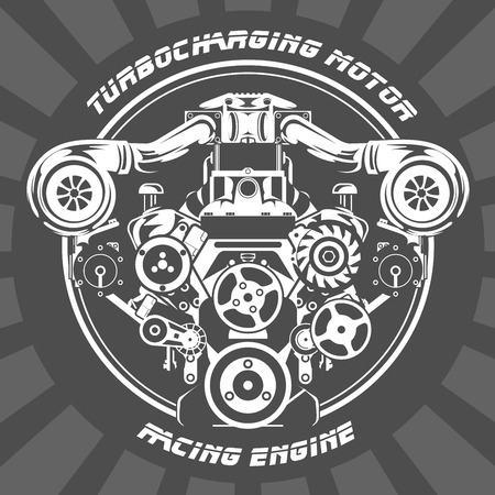 Turbocharging racing engine - power motor emblemのイラスト素材