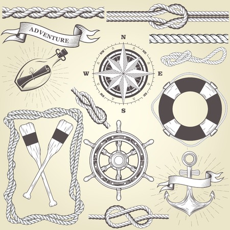 Vintage seafaring elements illustration.のイラスト素材