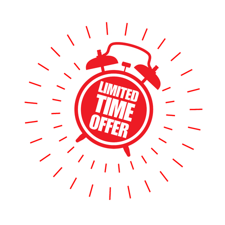 Limited time offer sticker with alarm clockのイラスト素材