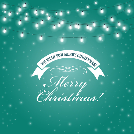Christmas Lights frame - festive lights garlands greeting cardのイラスト素材