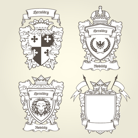 Coat of arms templates, heraldic shield with blazons.のイラスト素材