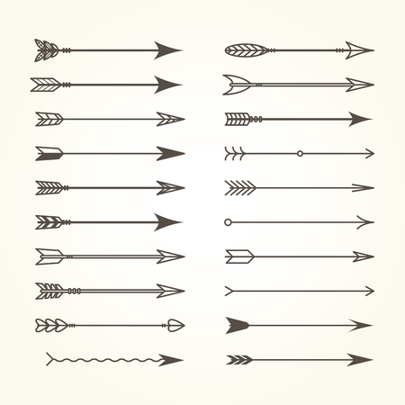 Set of bow arrows - ethnic archery arrows in different designsのイラスト素材