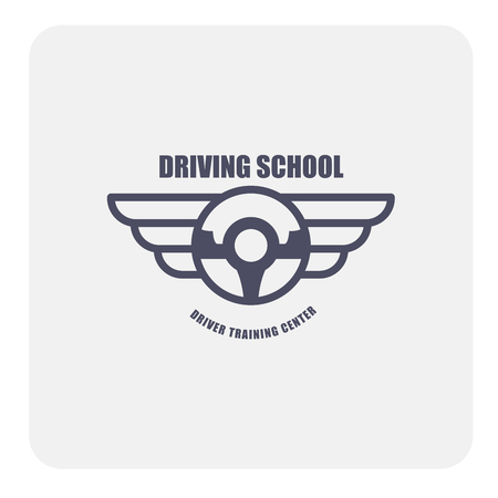 Driving school emblem - winged steering wheelのイラスト素材