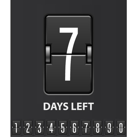 Seven days left, flip scoreboard - mechanical countdown timerのイラスト素材