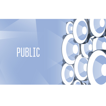 Wall of loudspeakers - broadcasting megaphones, fame and publicity conceptのイラスト素材