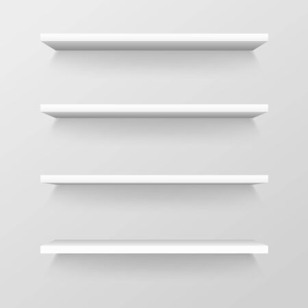 Empty store shelves, blank retail showcase, supermarket shelf templateのイラスト素材
