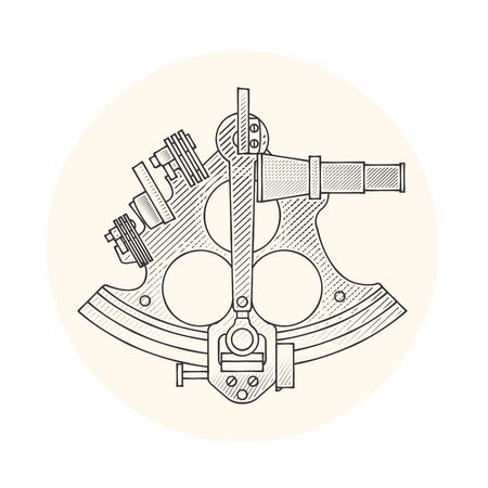Sextant - ancient navigation astrolabe, vintage nautical navigation device, isolated on white backgroundのイラスト素材