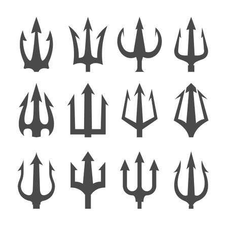 Set of devil tridents collection of satan staff trident, pitchfork, vectorのイラスト素材