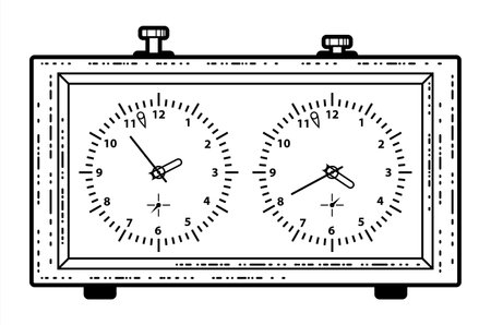 Chess clock , classic watches for chess game with buttons on top and two clock dials, vectorのイラスト素材