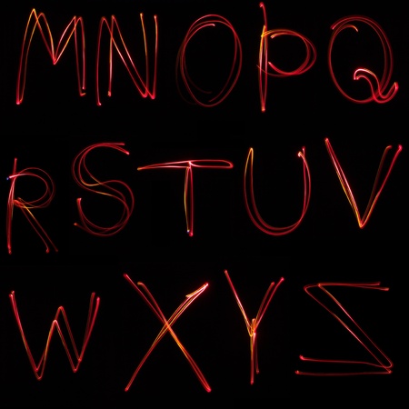 Neon ABC on  black background  の写真素材