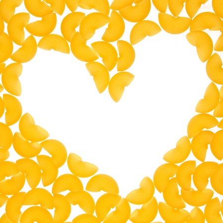 Frame of pasta in  form of heart