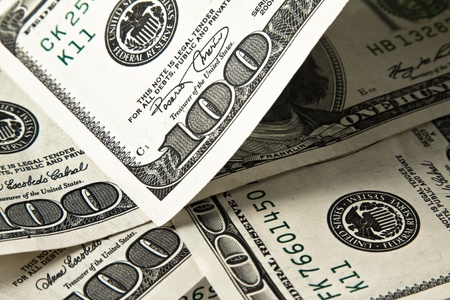 Background of money, stack of group dollars.