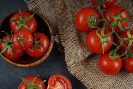 Fresh organic cherry tomatoesの写真素材