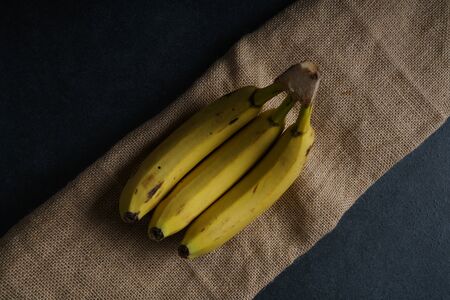 Fresh banana on dark background stock photoの写真素材