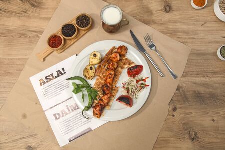 Food called chicken kebab from turkish cuisineの写真素材