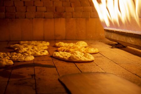 Turkish bread in wood oven