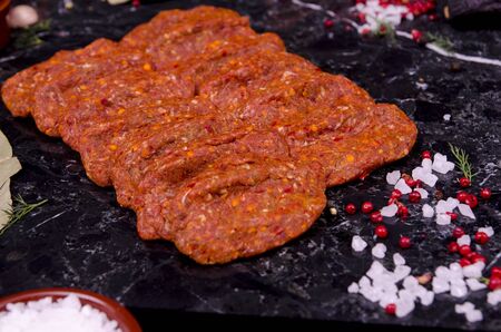 Fresh raw meatballの写真素材