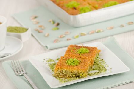 Pistachio Turkish Style kadayif dessertの写真素材