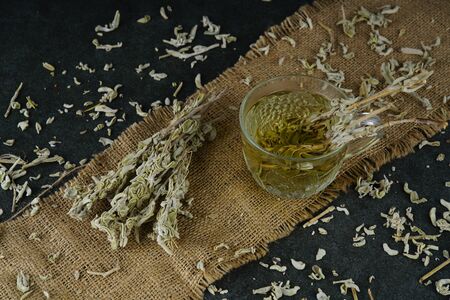 dried sage herbal teaの写真素材
