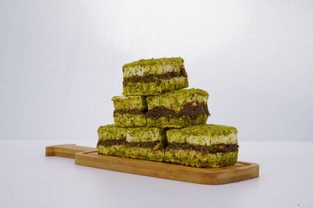 Pistachio and chocolate Turkish delightの写真素材