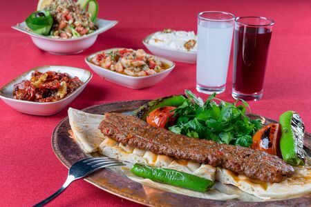 Meatball and raki - turkish cuisine cooking stock photoの写真素材