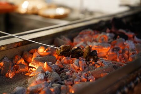 Grilling shashlik. stock photoの写真素材