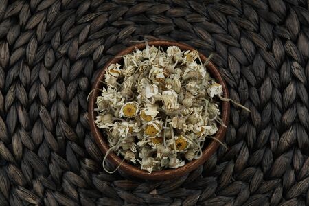 Dried chamomile with isolated white background stock photoの写真素材