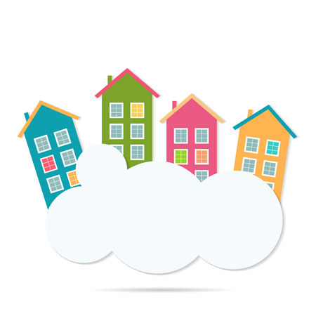 Colorful Houses For Sale / Rent. Real Estate Conceptのイラスト素材