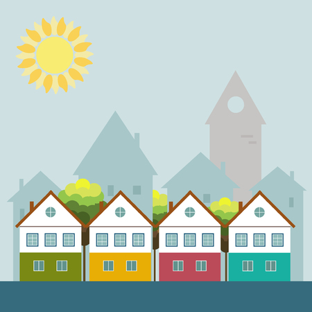 Colorful City, Healthy Living Conceptのイラスト素材