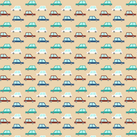 Blue Retro Cars Patternのイラスト素材