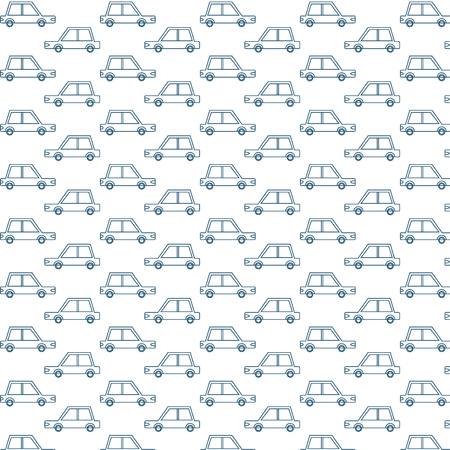 Blue Retro Cars Patternのイラスト素材