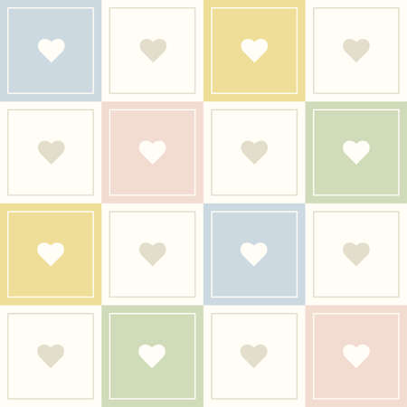 Abstract Geometric Pattern Background With Colorful Squares And Hearts