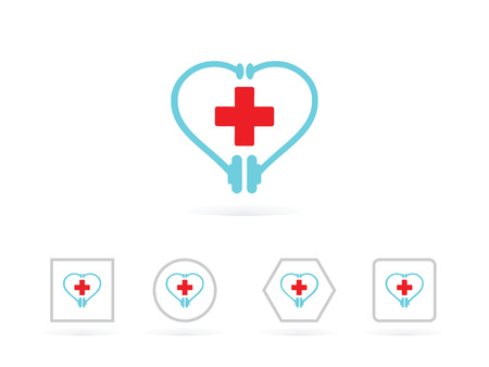 Vector Illustration heart with health logo design for website iconのイラスト素材
