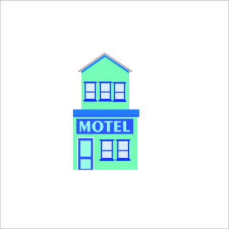 A Vector Flat design of motel and modern blue city houses illustration.のイラスト素材