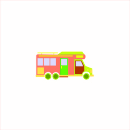 Vector creative illustration of flat design car, bus and Carriages full colorのイラスト素材