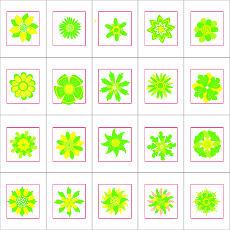 A Vector Creative Illustration green Flower icon set, you can use for website icon, mobile UI icon or business icon etc.のイラスト素材