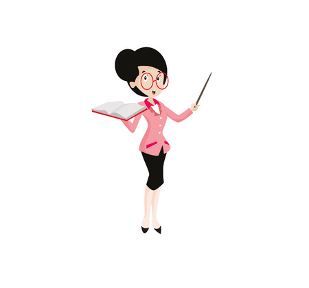Vector Illustration happy Teacher standup Teaching Studentsのイラスト素材