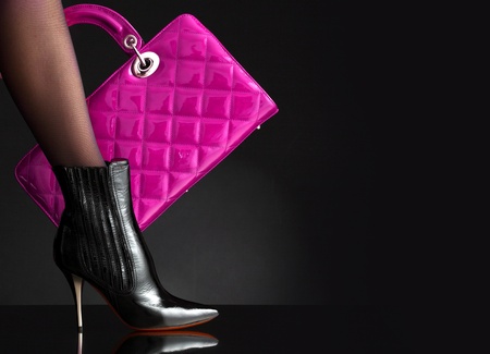 fashionable woman with a red bag, fashion photo