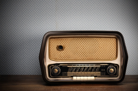 antique radio on vintage backgroundの写真素材
