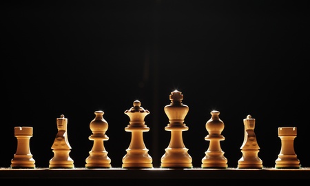 Chess pieces ready to do battle.の写真素材