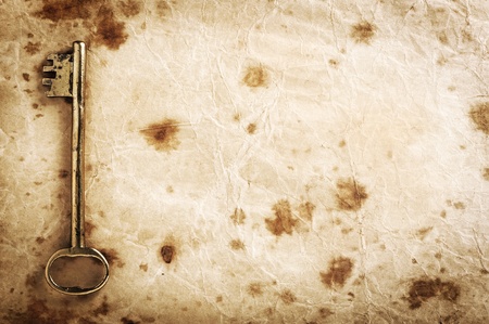 grunge paper background texture with old keyの写真素材