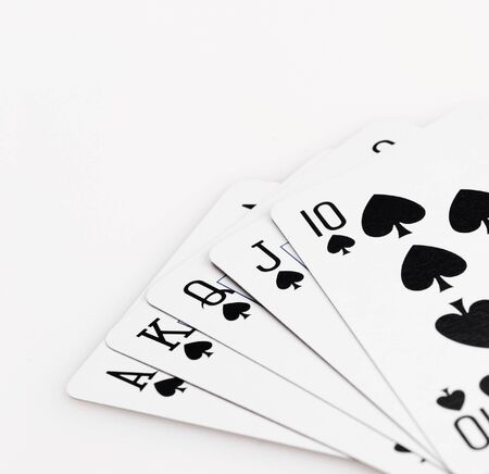 Royal flush of spade on white background の写真素材