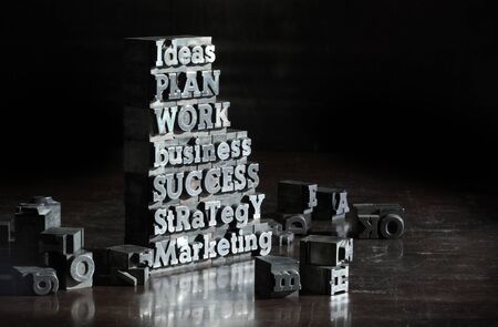 Business concept: words of antique metal letter-press type.の写真素材