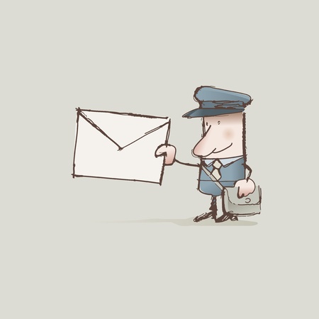 Cartoon postman delivering a letterの写真素材