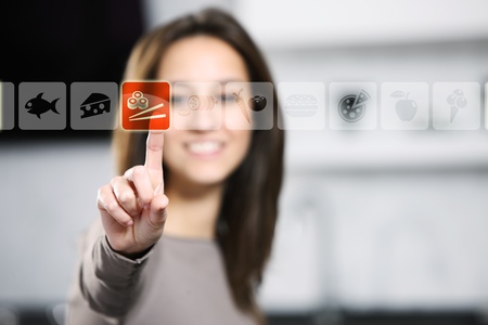 touch screen food and drinkの写真素材