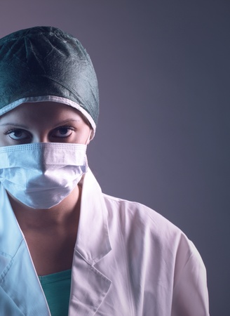 portrait of a young female nurse, copy spaceの写真素材